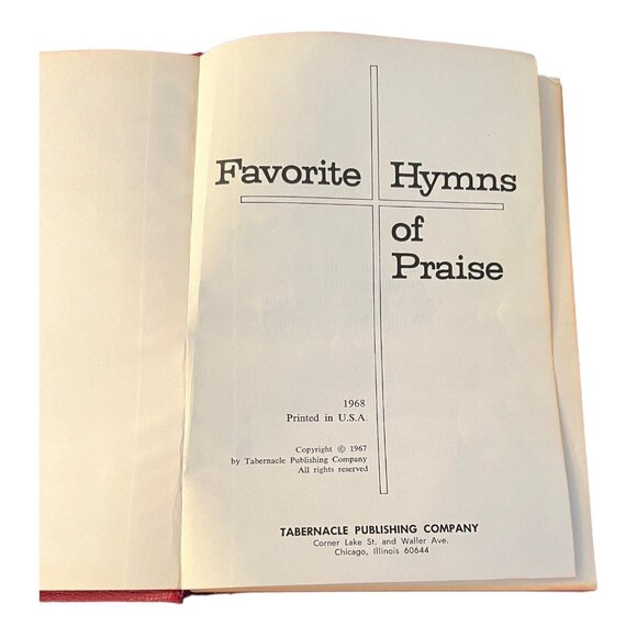 Favorite Hymns Of Praise Red Hardback Hymnal 1968 Tabernacle Publishing - Picture 5 of 7